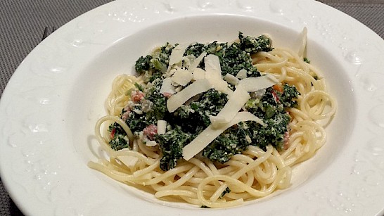 Boerenkool spaghetti met Parmezaanse kaas